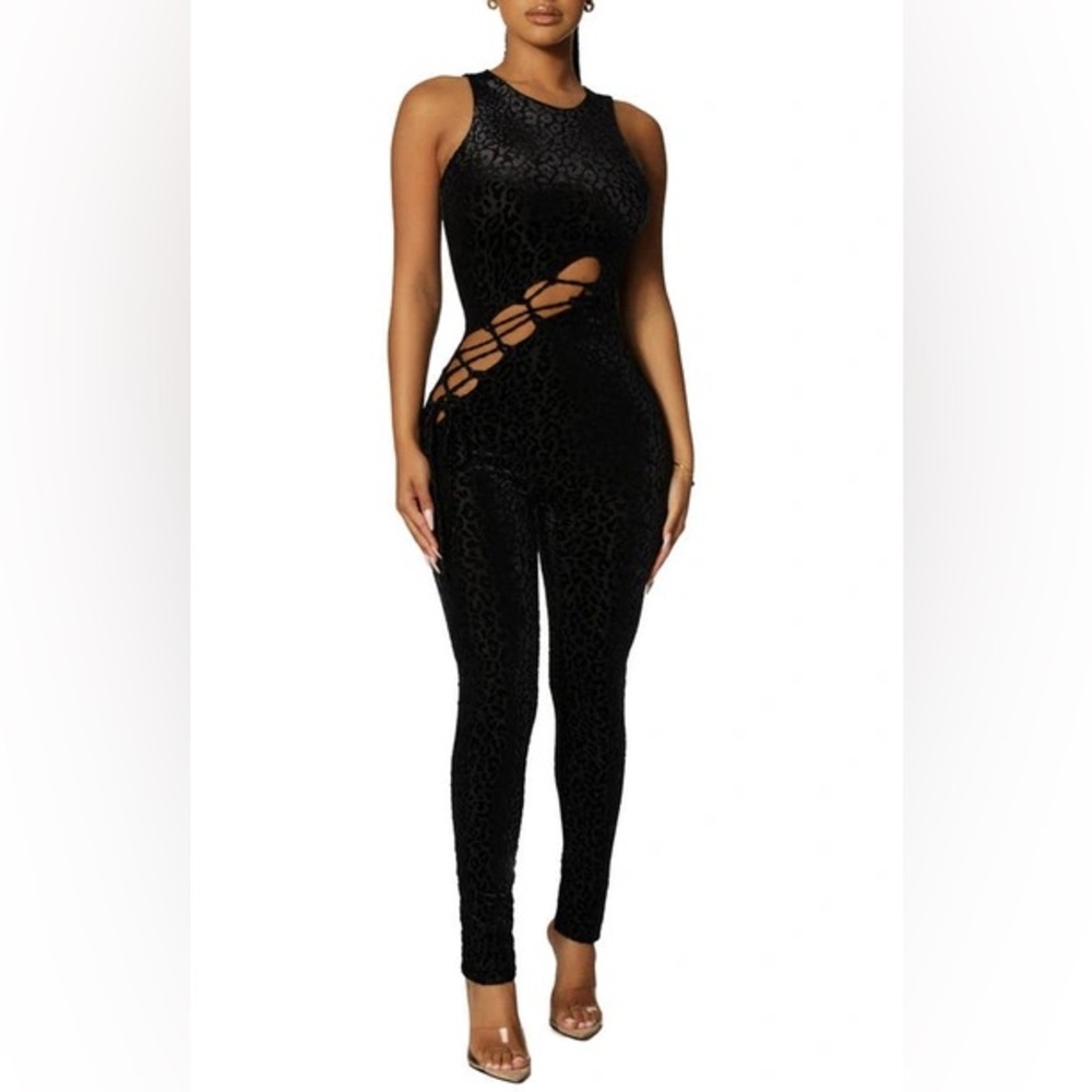 NEW with Tags Black Leopard Jumpsuit from Naked Wardrobe